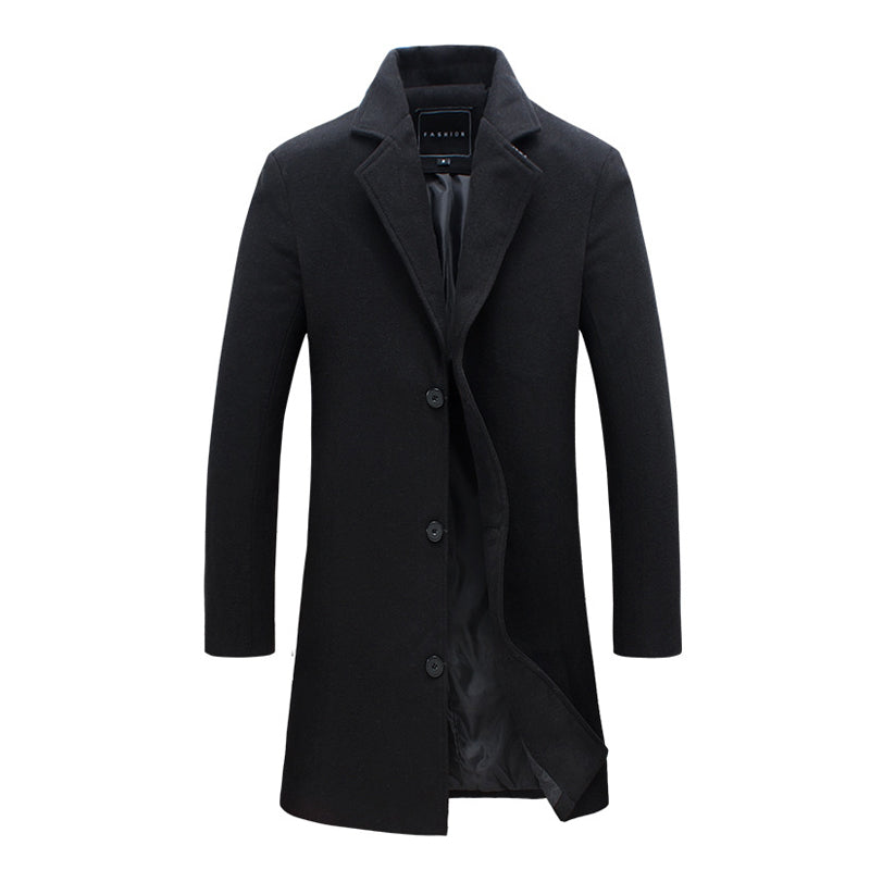 Men's Solid Color Single-breasted Trench Coat