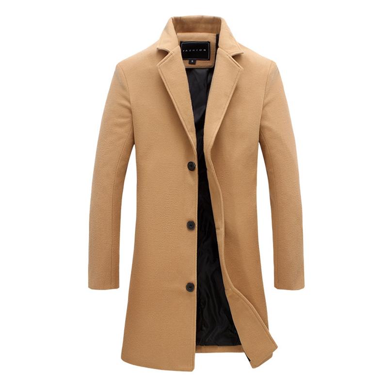 Men's Solid Color Single-breasted Trench Coat