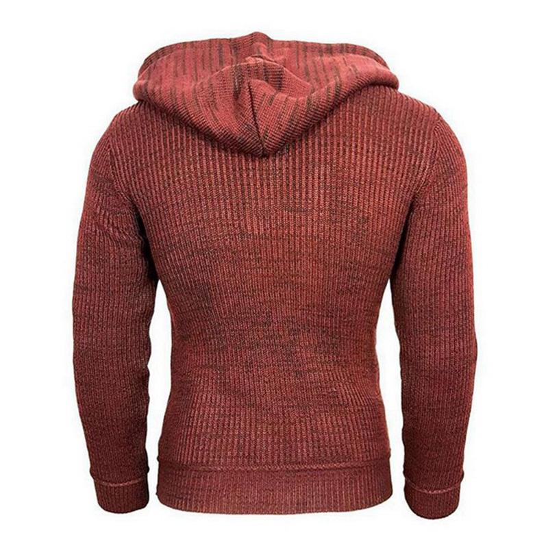 Men's Casual Hooded Long-Sleeved Pullover Knitted Hoodie