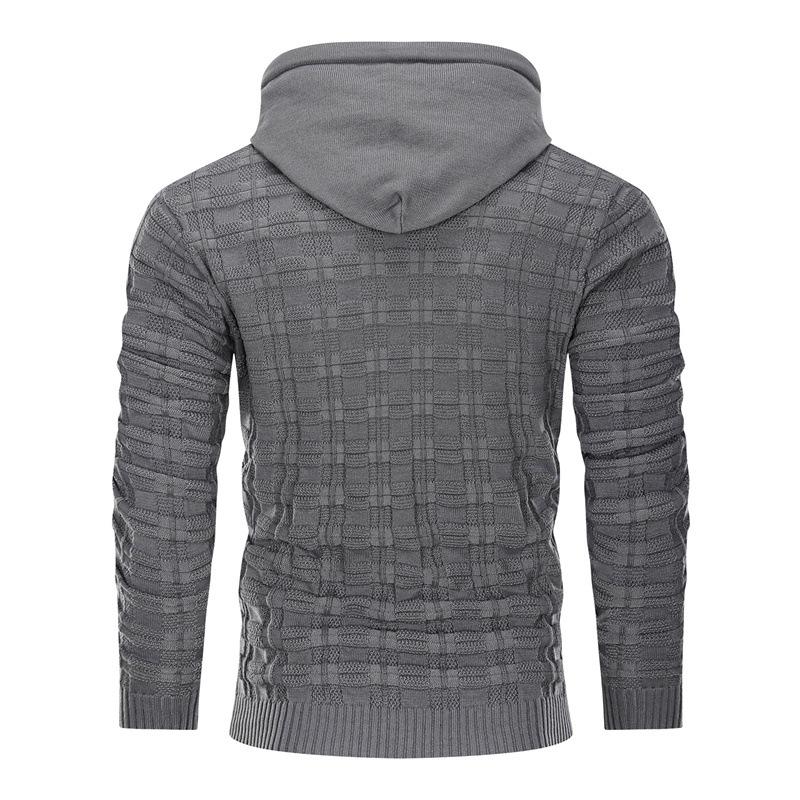 Men's Jacquard Pullover Knit Hooded Sweater