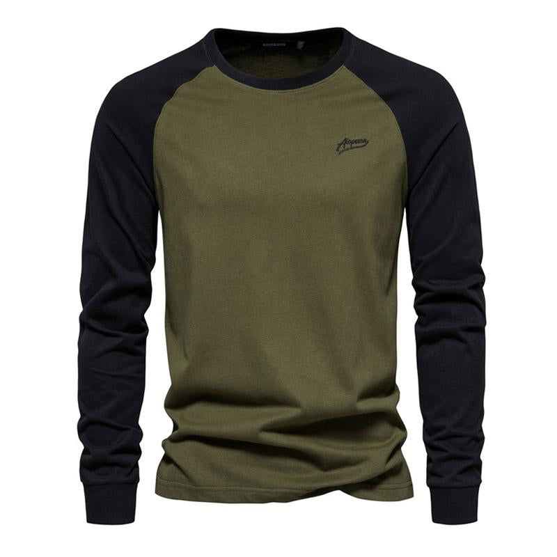 Men's Casual Color Block Raglan Long Sleeve T-Shirt