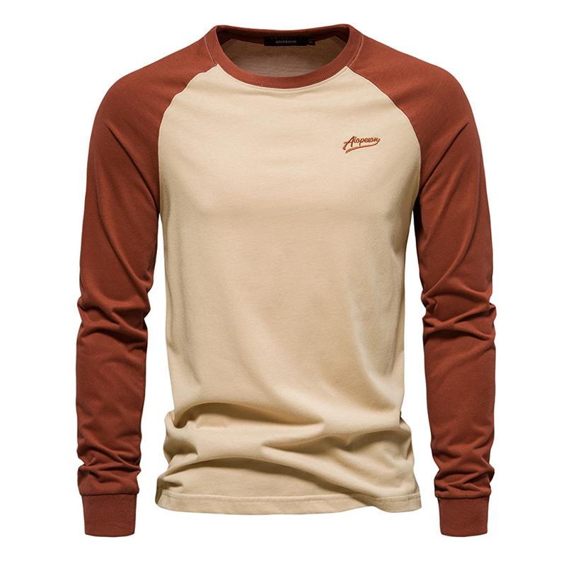 Men's Casual Color Block Raglan Long Sleeve T-Shir...