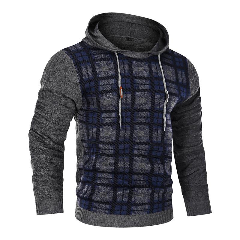 Men's Jacquard Pullover Knit Hooded Sweater