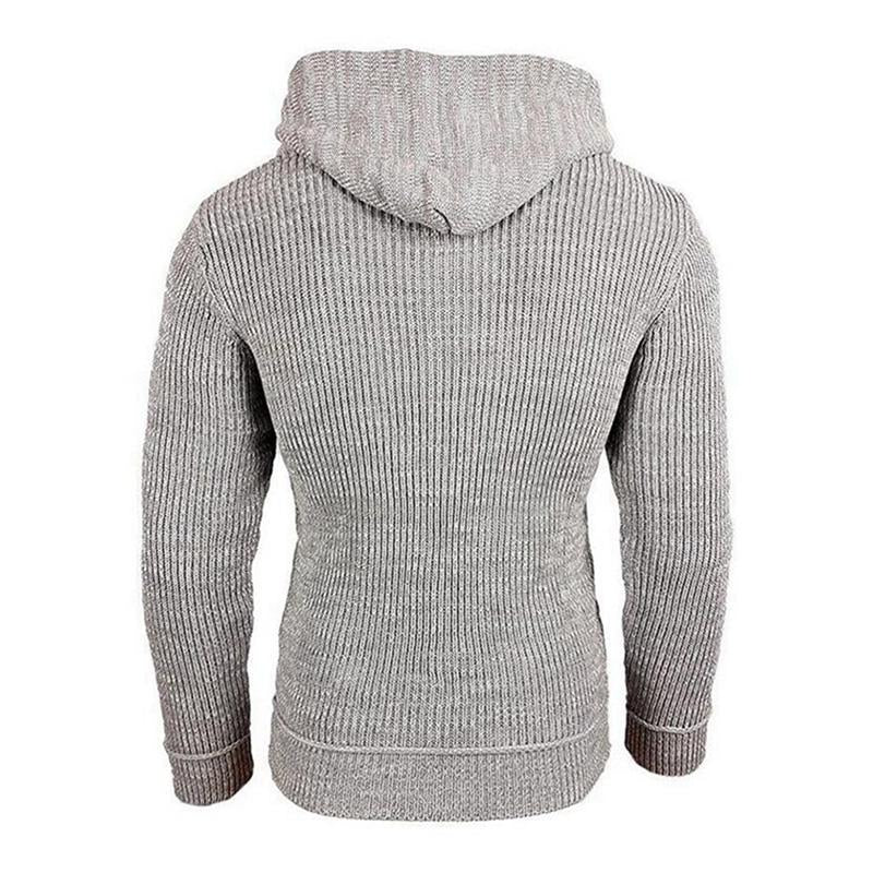 Men's Casual Hooded Long-Sleeved Pullover Knitted Hoodie