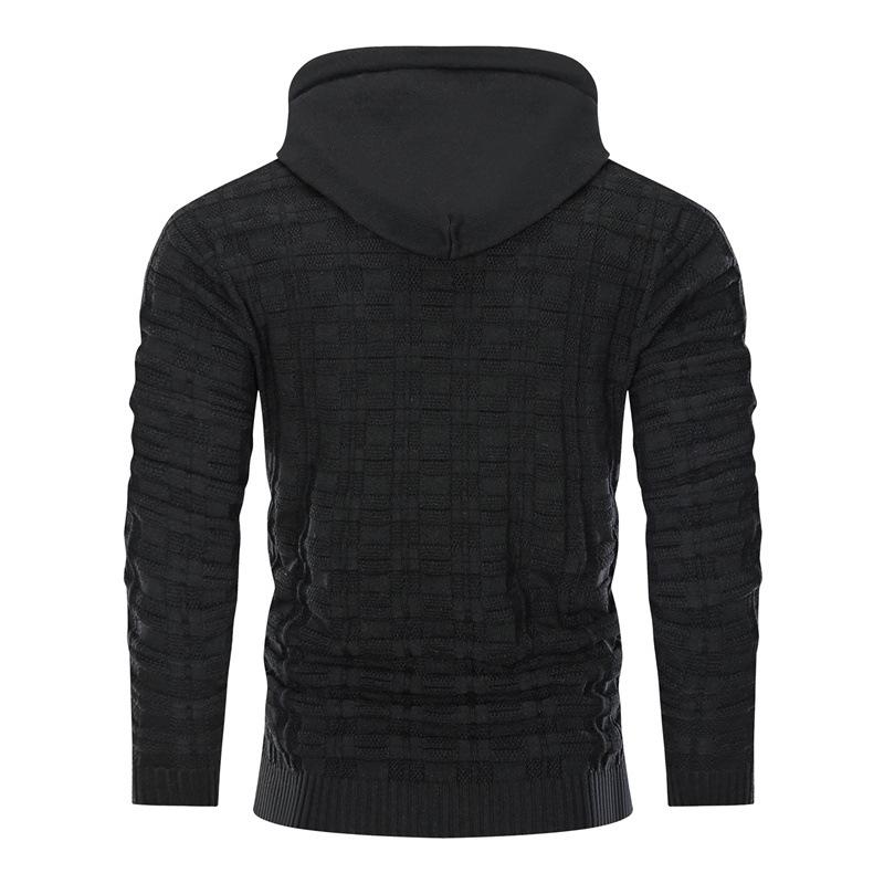 Men's Jacquard Pullover Knit Hooded Sweater