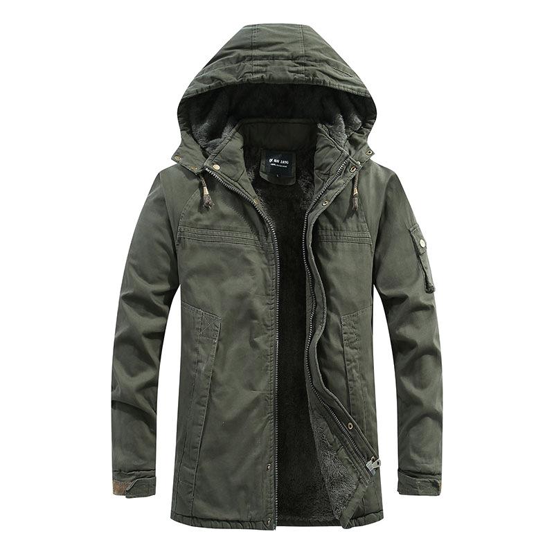 Men's Washed Cotton Padded Jacket Thick Workwear P...