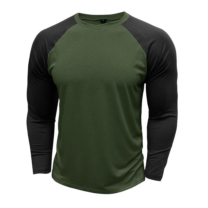 Men's Casual Round Neck Colorblocked Raglan Long Sleeve Slim Fit T-shirt