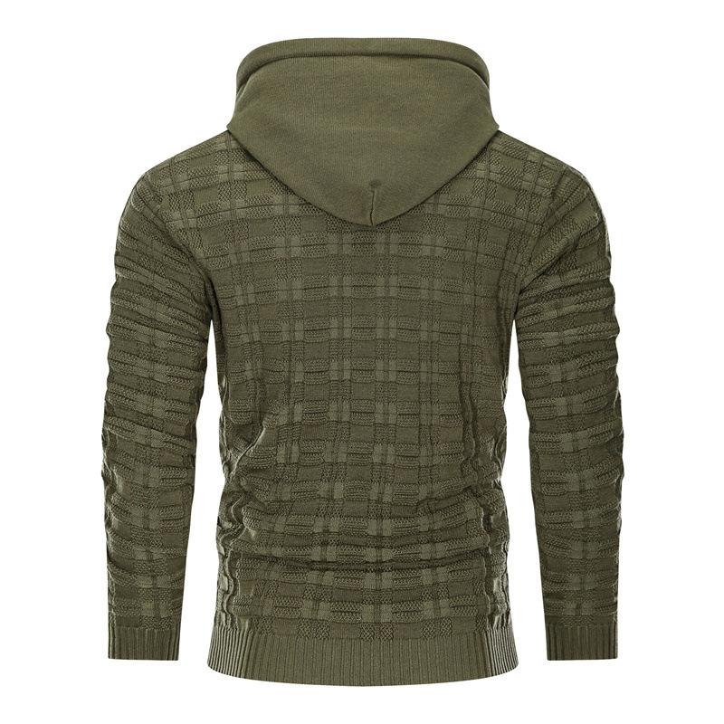 Men's Jacquard Pullover Knit Hooded Sweater