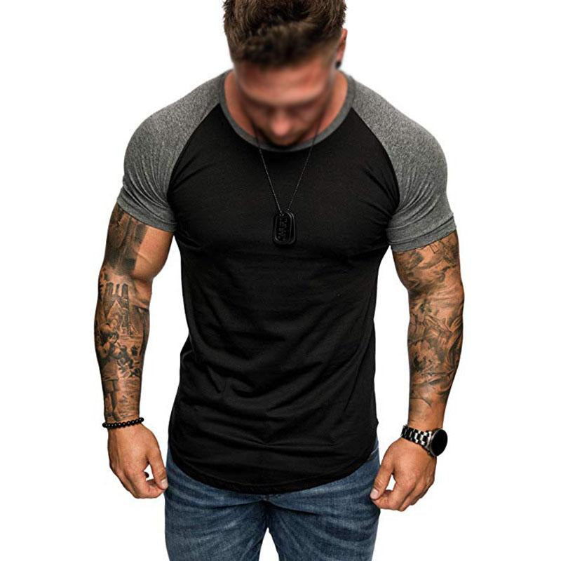 Men's Casual Color Contrasting Raglan Sleeve T-Shi...