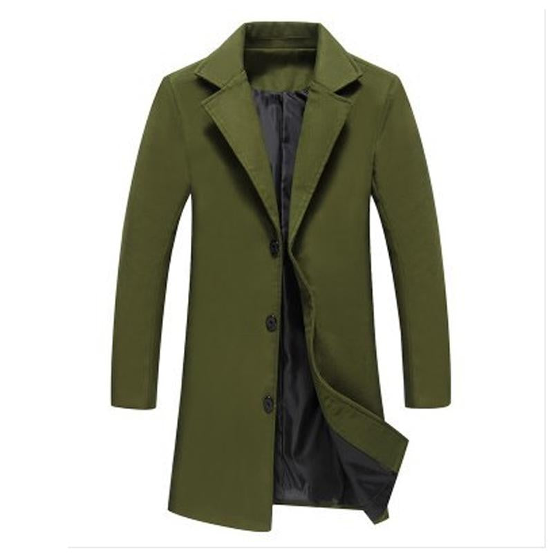 Men's Solid Color Single-breasted Trench Coat