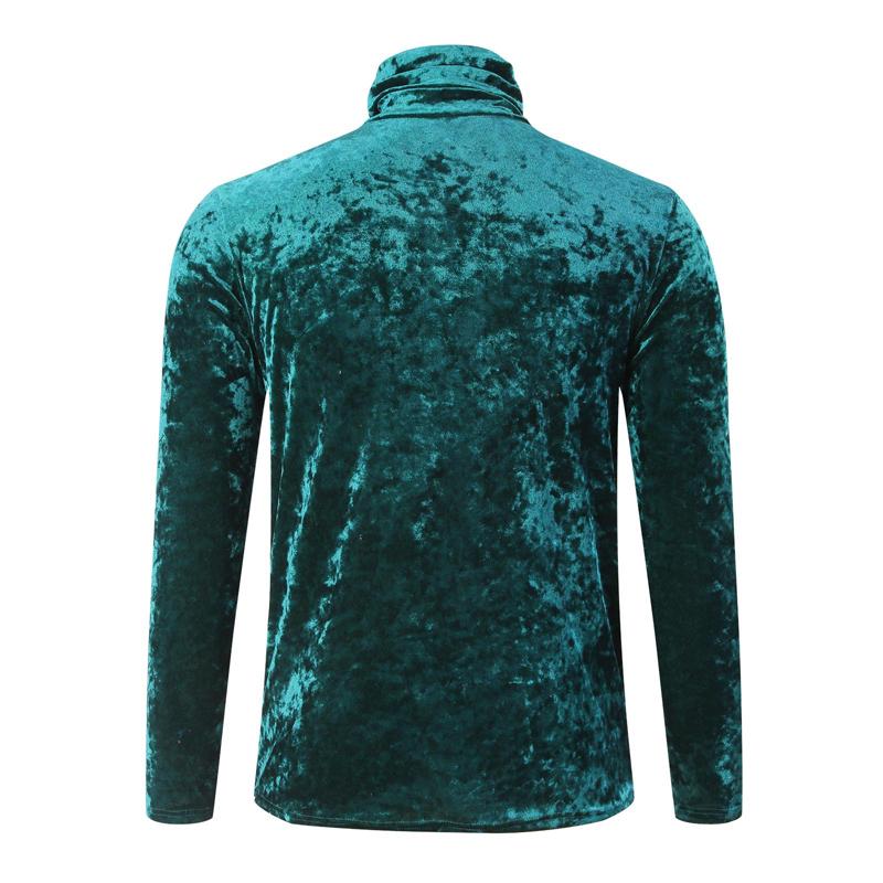 Men's Solid Color Long Sleeve Turtle Neck Tight T-Shirt 