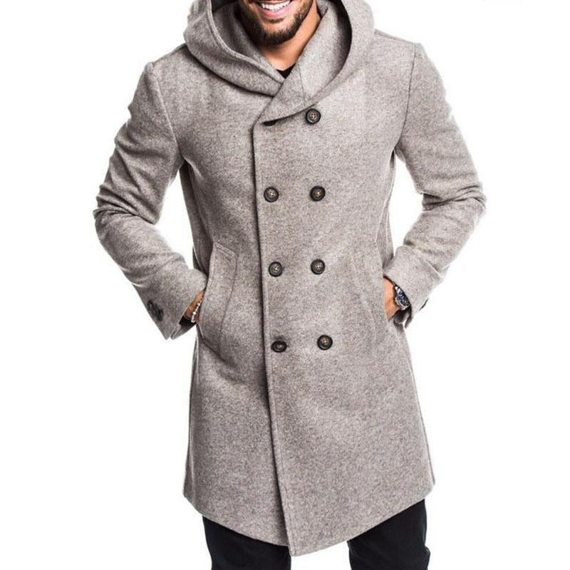 Men's Casual Hooded Double Breasted Coat