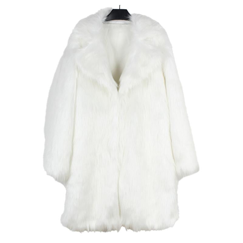 Men's Lapel Long Imitation Fur Solid Color Coat