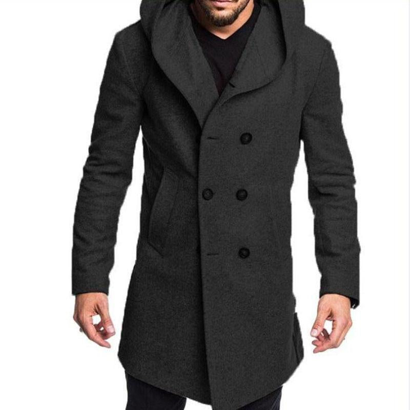 Men's Casual Hooded Double Breasted Coat