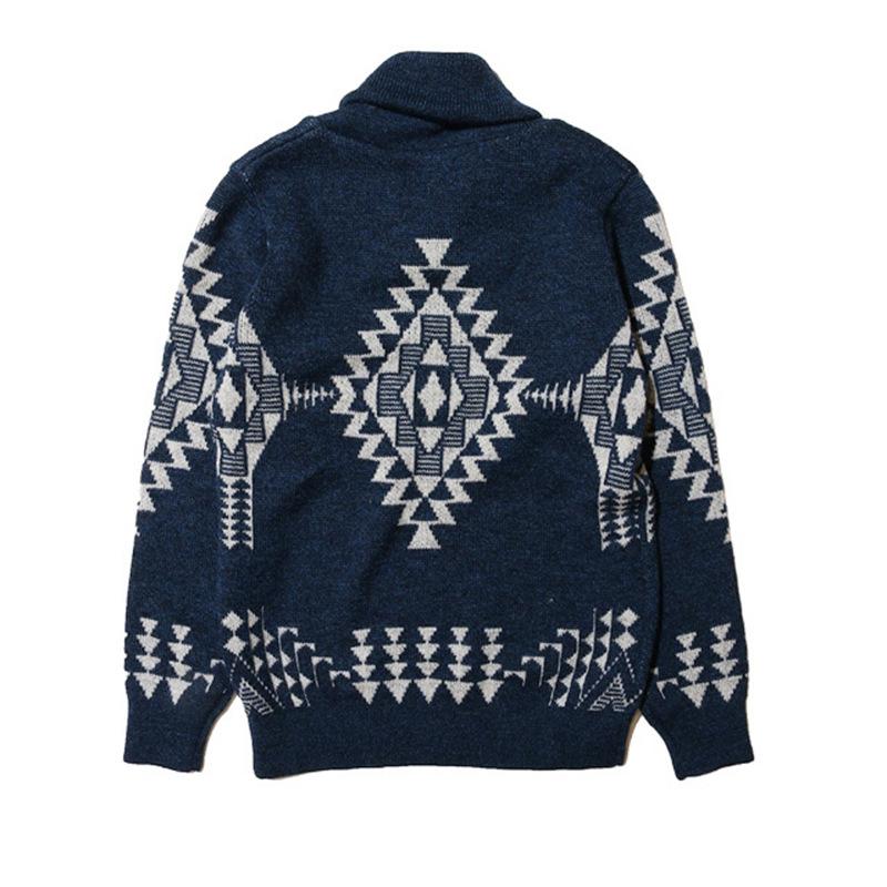 Men's Geometric Knitted Loose Turtleneck Pullover Sweater