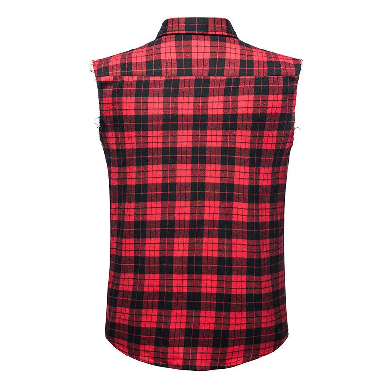 Men's Casual Flannel Plaid Sleeveless Shirt