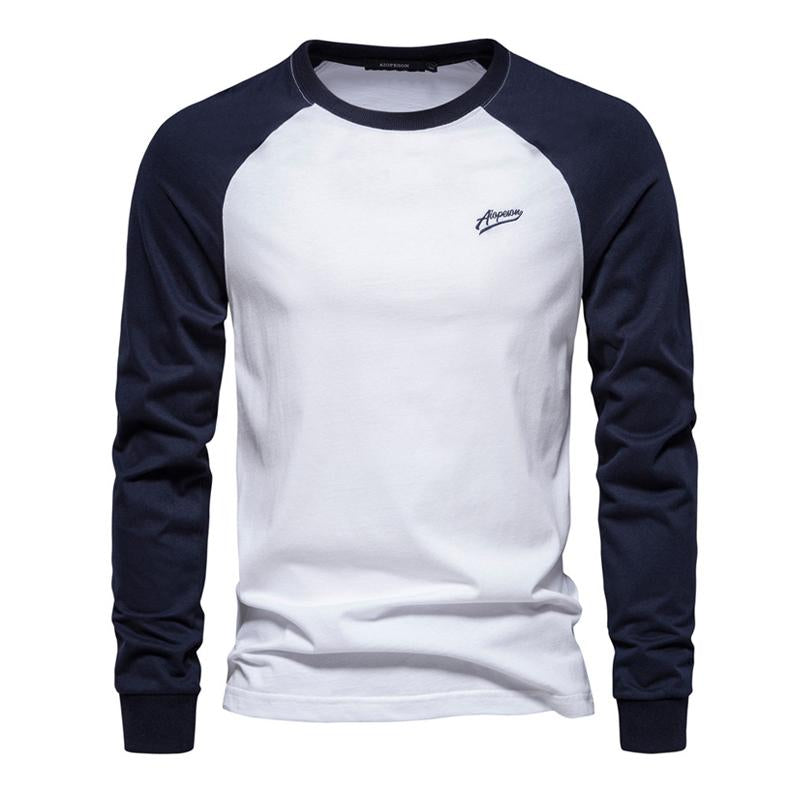 Men's Casual Color Block Raglan Long Sleeve T-Shirt