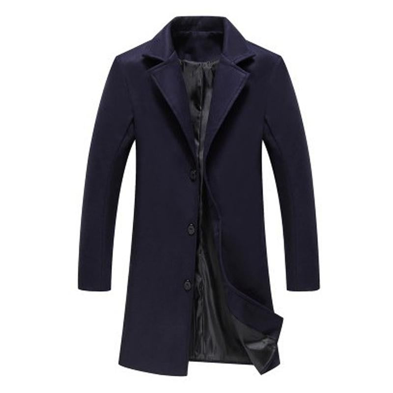 Men's Solid Color Single-breasted Trench Coat