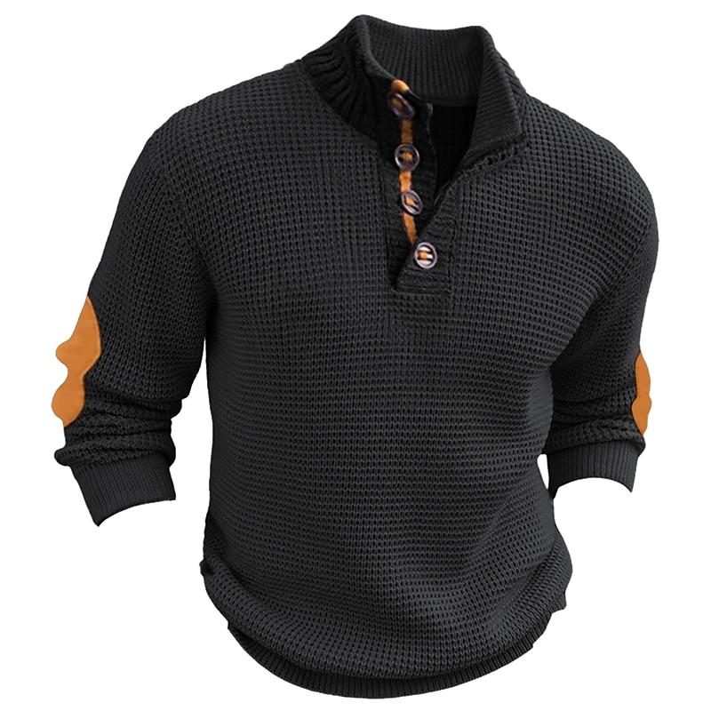 Men's Casual Colorblock Pullover Stand Collar Long...