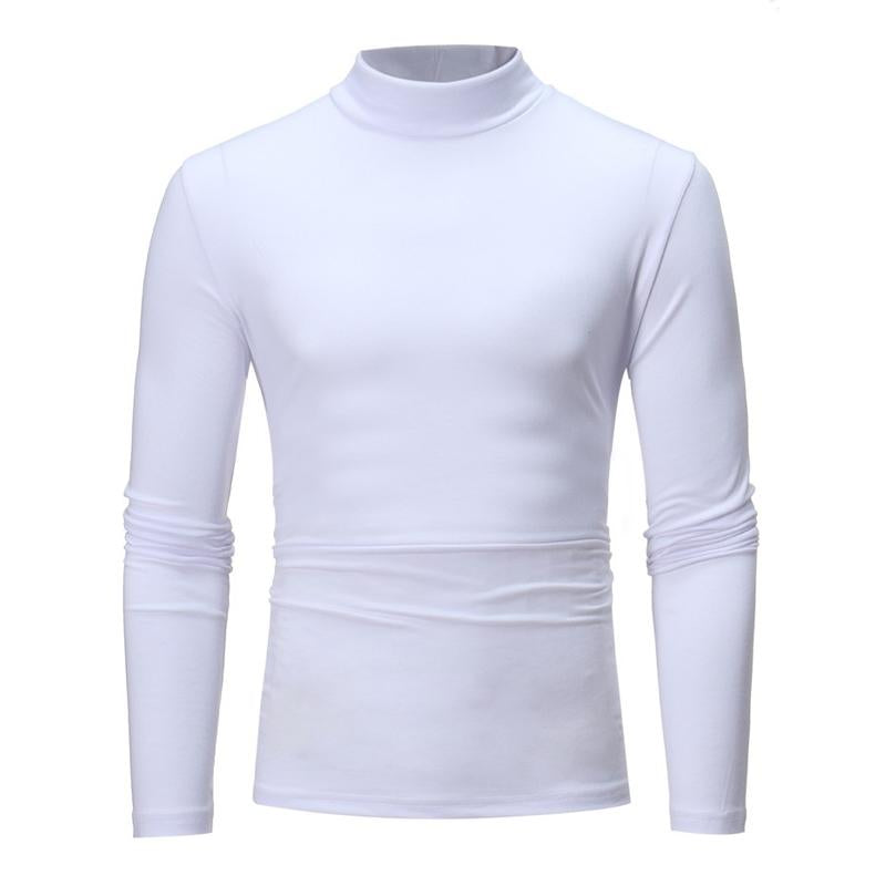 Men's Solid Color Half Turtle Neck Long Sleeve T-S...