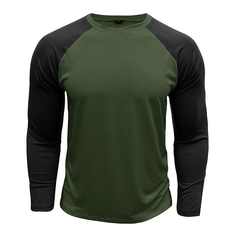 Men's Casual Round Neck Colorblocked Raglan Long Sleeve Slim Fit T-shirt