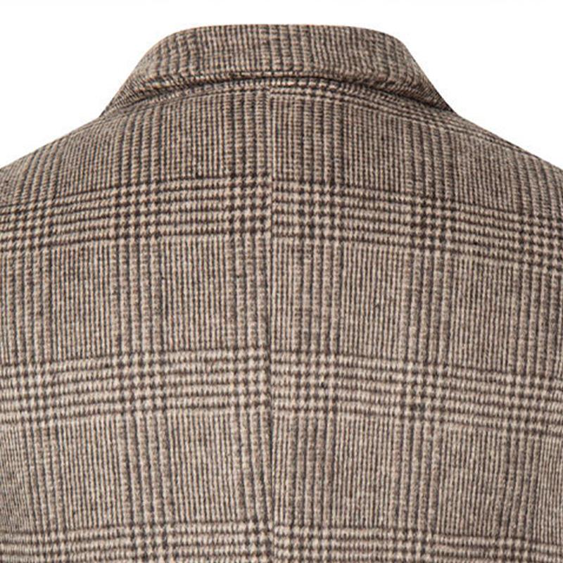 Men's Vintage Check Lapel Slim Long Coat