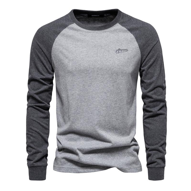 Men's Casual Color Block Raglan Long Sleeve T-Shirt