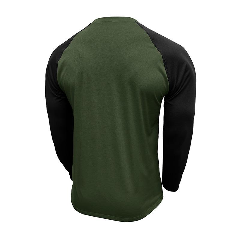 Men's Casual Round Neck Colorblocked Raglan Long Sleeve Slim Fit T-shirt