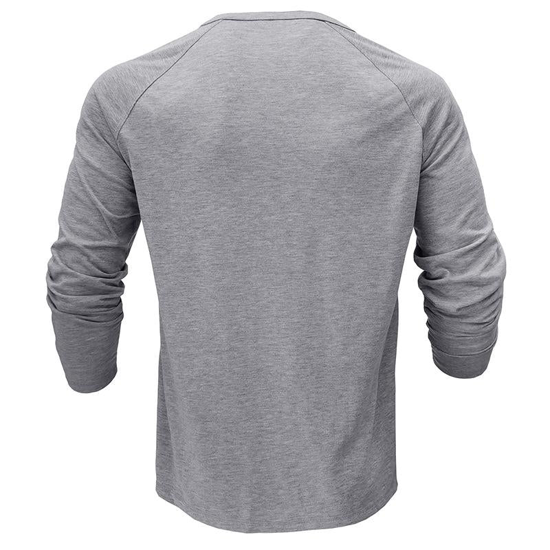 Men's Casual Solid Color Henley Collar Raglan Long Sleeve T-Shirt