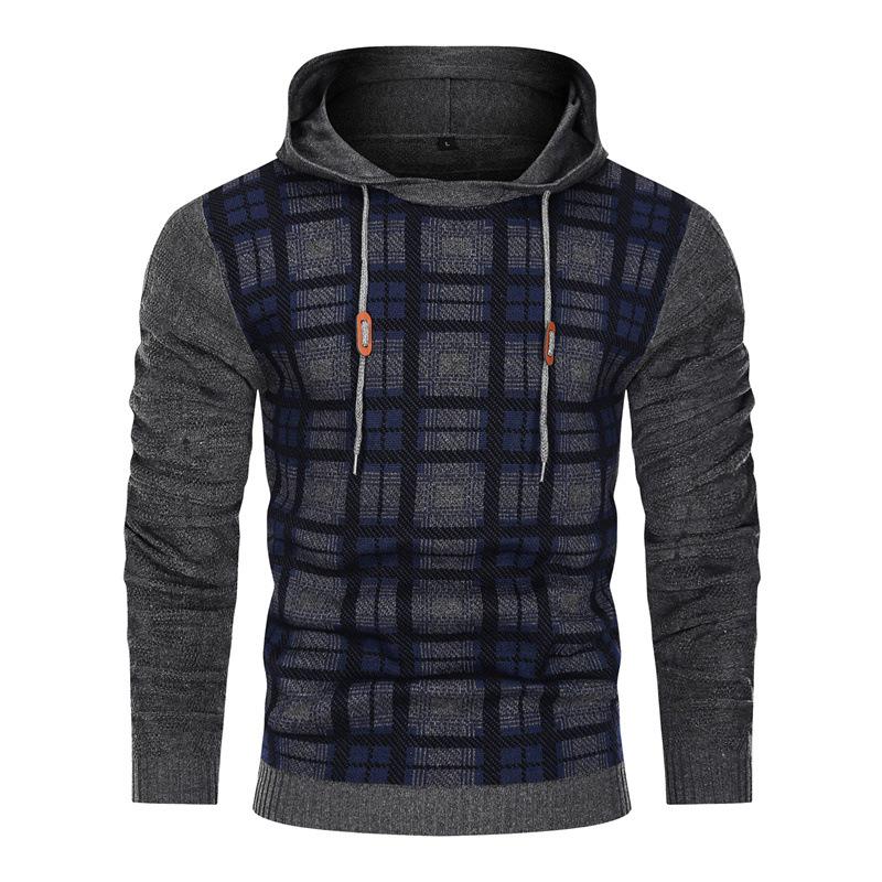 Men's Jacquard Pullover Knit Hooded Sweater