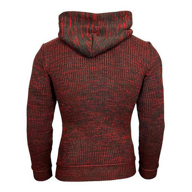 Men's Casual Hooded Long-Sleeved Pullover Knitted Hoodie