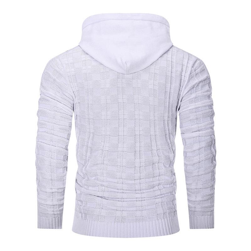 Men's Jacquard Pullover Knit Hooded Sweater