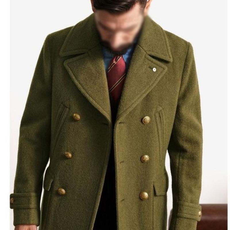 Men's Vintage Solid Color Woolen Lapel Coat