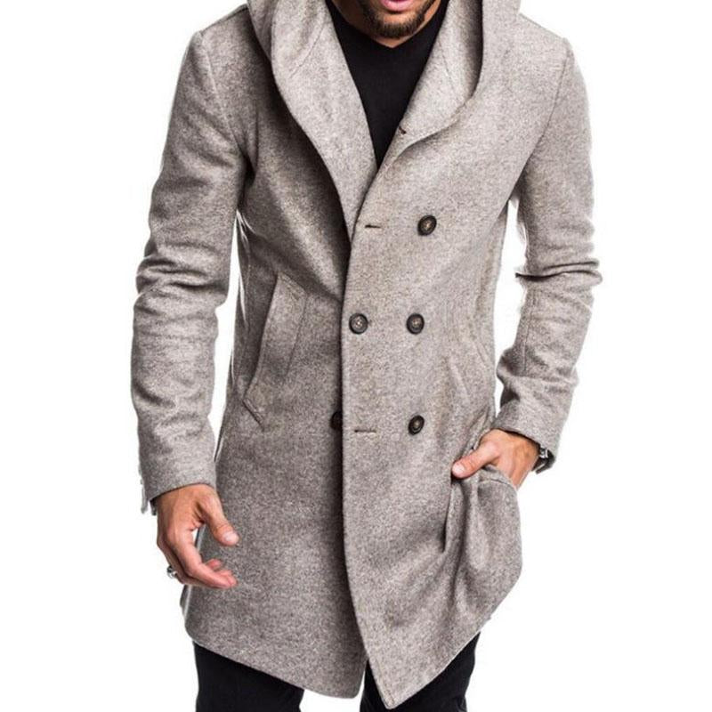 Men's Casual Hooded Double Breasted Coat