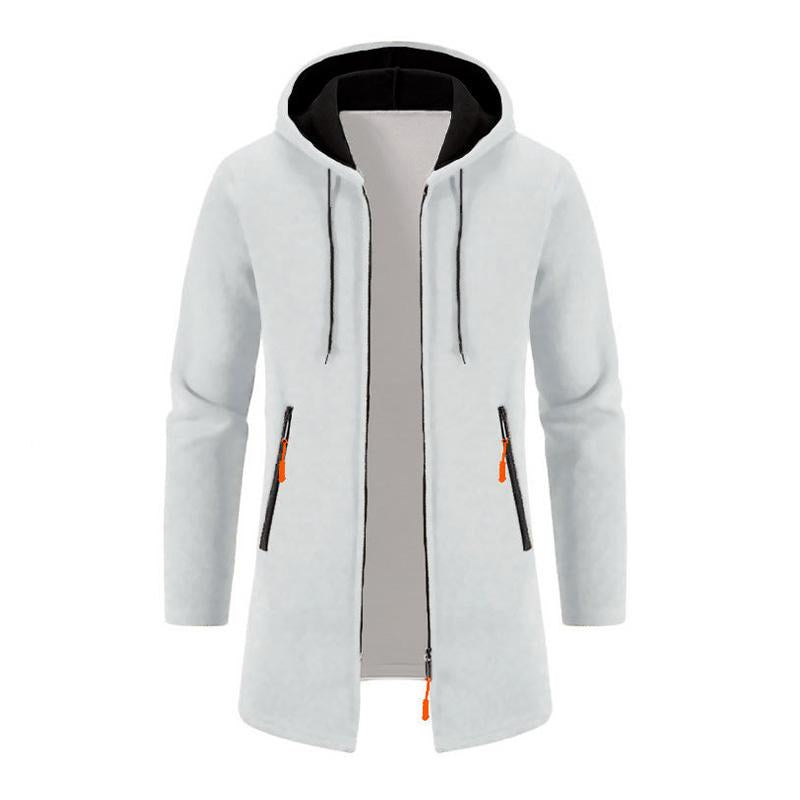 Men's Loose Hooded Zipper Mid-Length Coat