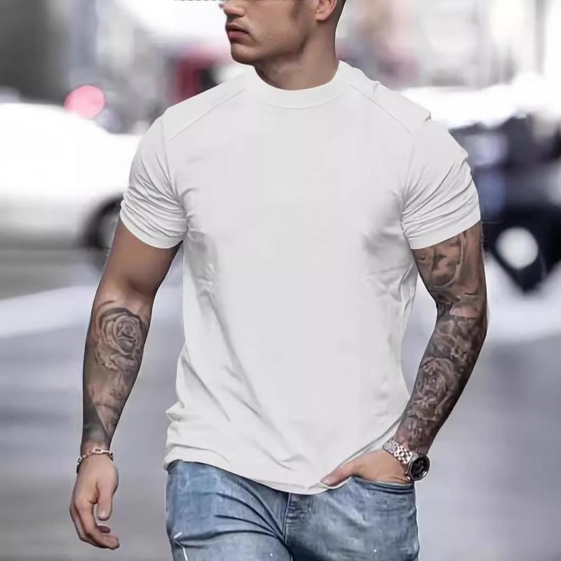 Men's Solid Suede Round Neck Short Sleeve T-shirt