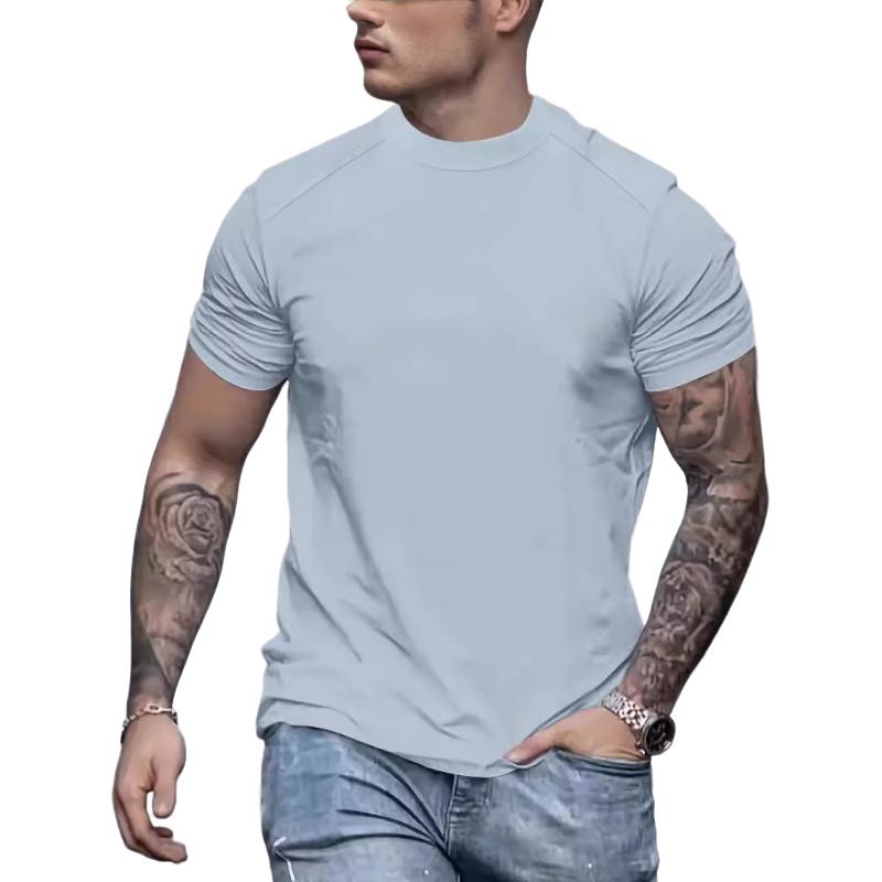 Men's Solid Suede Round Neck Short Sleeve T-shirt