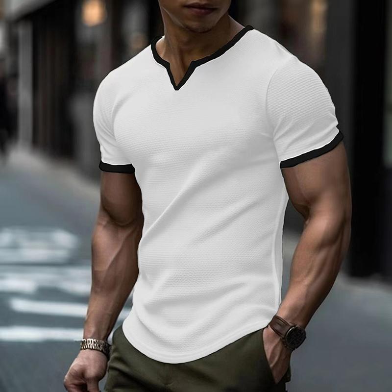 Men's Colorblock V Neck Short Sleeve T-shirt