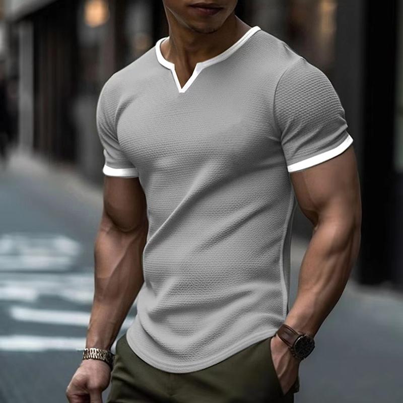 Men's Colorblock V Neck Short Sleeve T-shirt