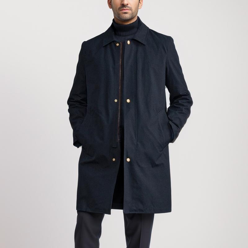 Men's Solid Color Simple Mid-Length Trench Coat