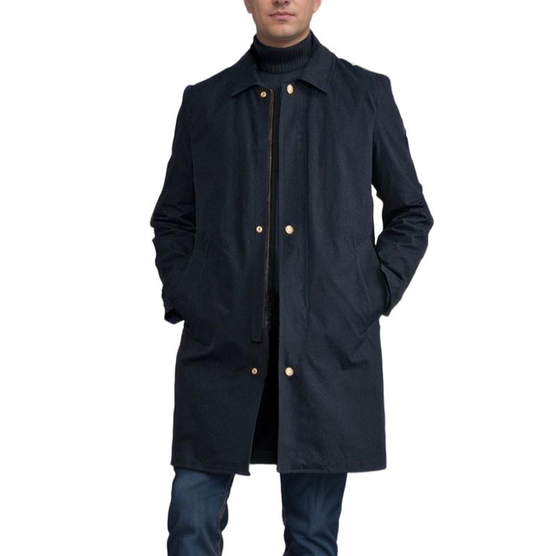 Men's Solid Color Simple Mid-Length Trench Coat