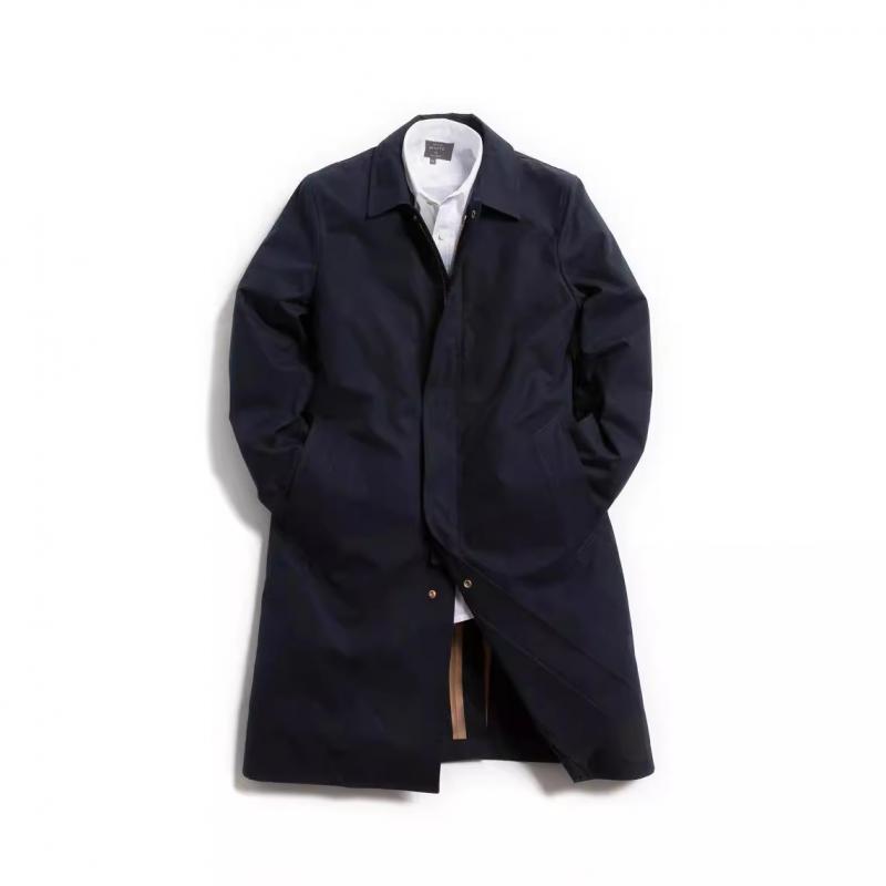 Men's Solid Color Simple Mid-Length Trench Coat