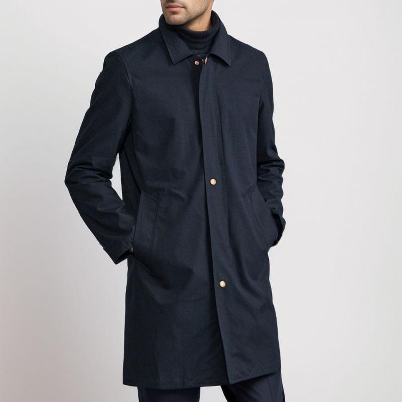 Men's Solid Color Simple Mid-Length Trench Coat