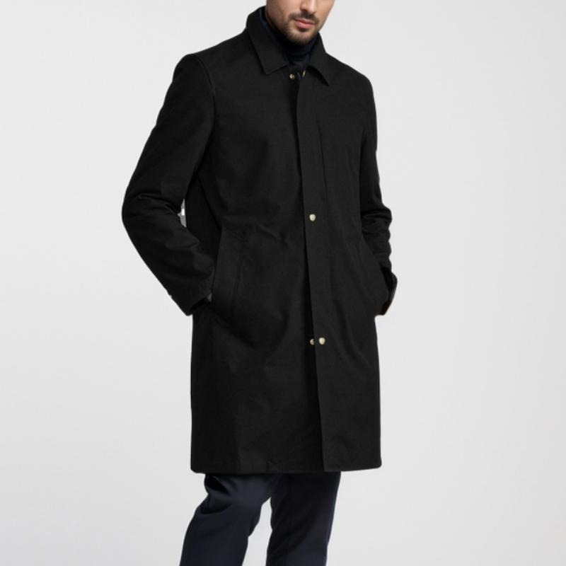 Men's Solid Color Simple Mid-Length Trench Coat