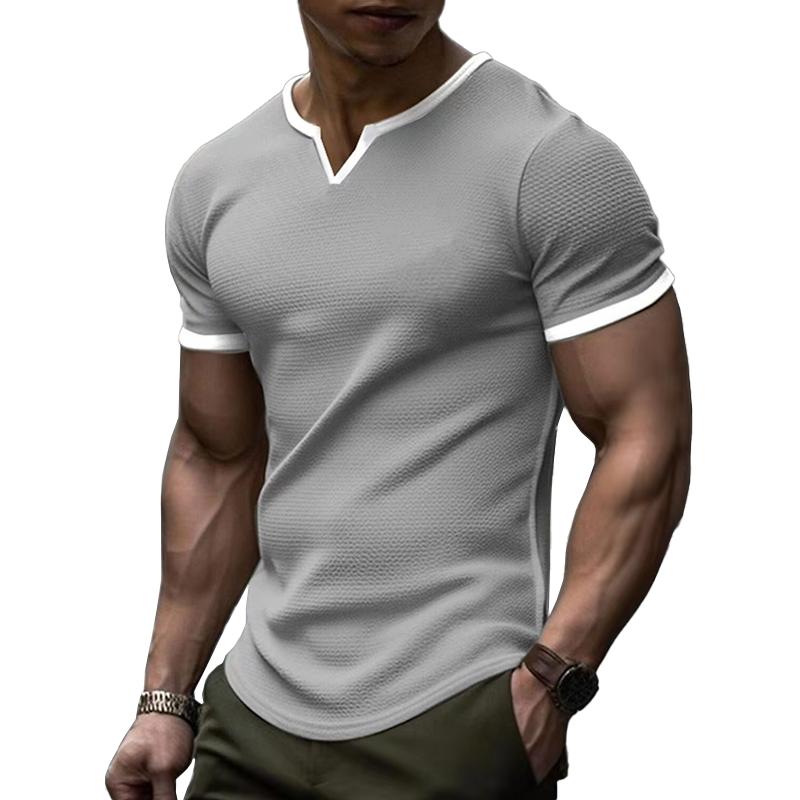 Men's Colorblock V Neck Short Sleeve T-shirt