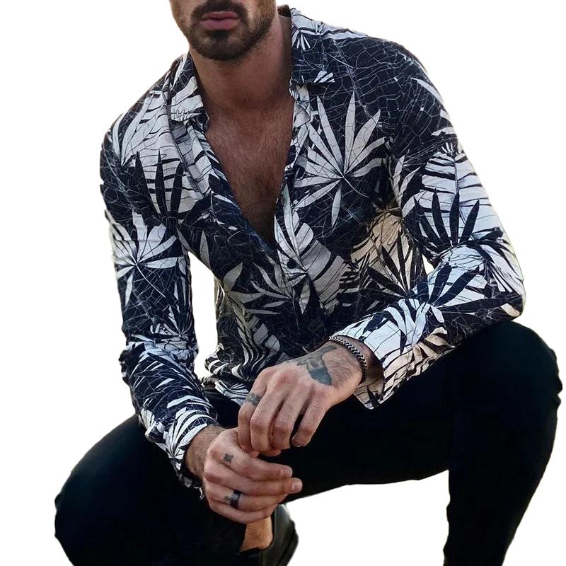 Men's Leaves Printed Loose Casual Shirt