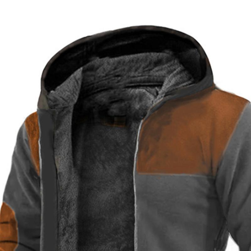 Men's Retro Casual Printed Hooded Fleece Coat