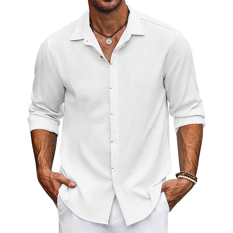 Men's Solid Loose Lapel Half Sleeve Casual Shirt