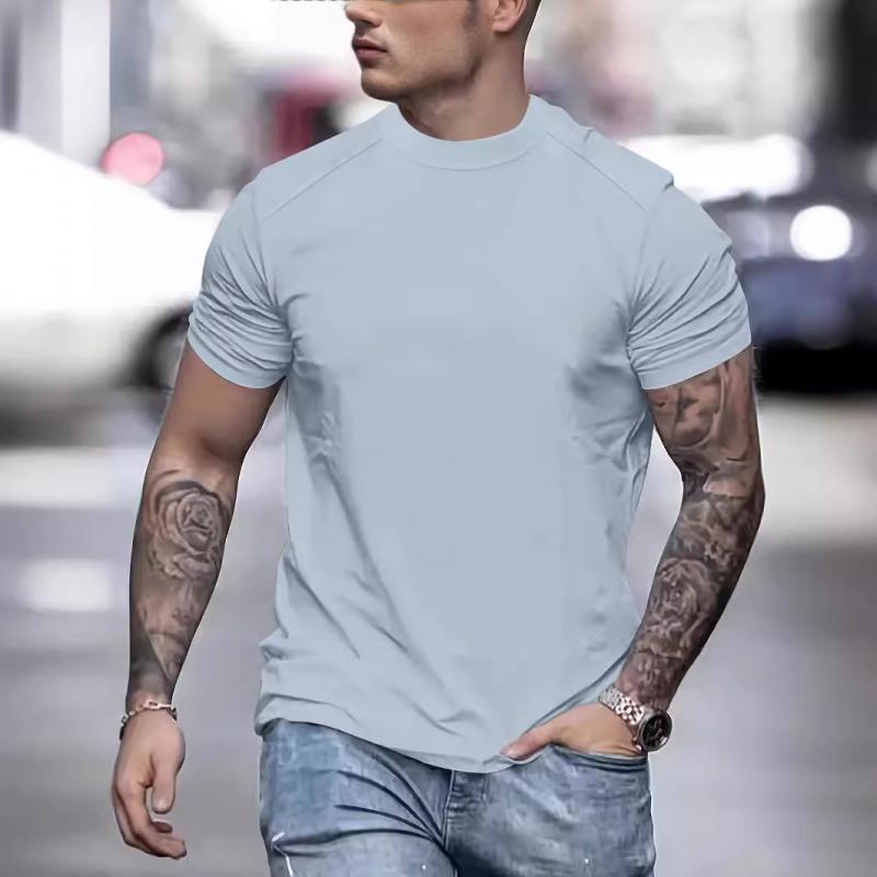 Men's Solid Suede Round Neck Short Sleeve T-shirt