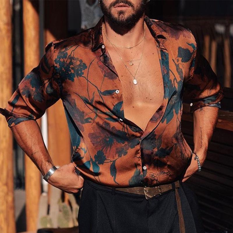 Men's Leaves Printed Loose Casual Shirt